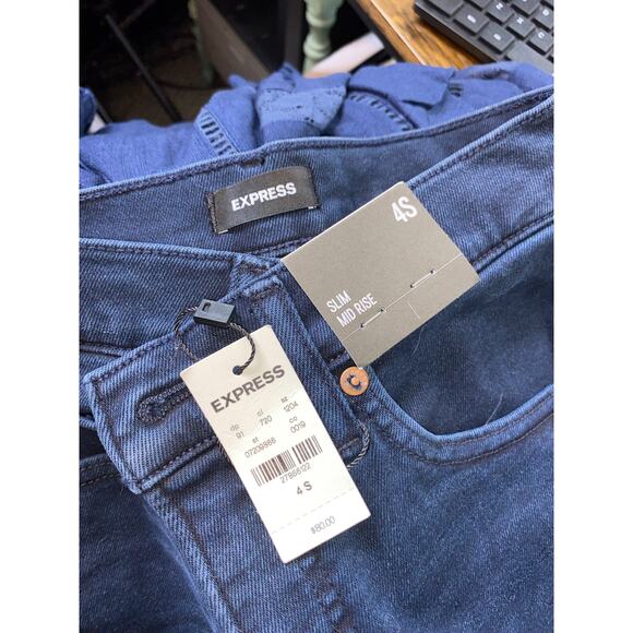 NWT $80 EXPRESS size 4S Slim Mid Rise Blue Jeans - Picture 5 of 9